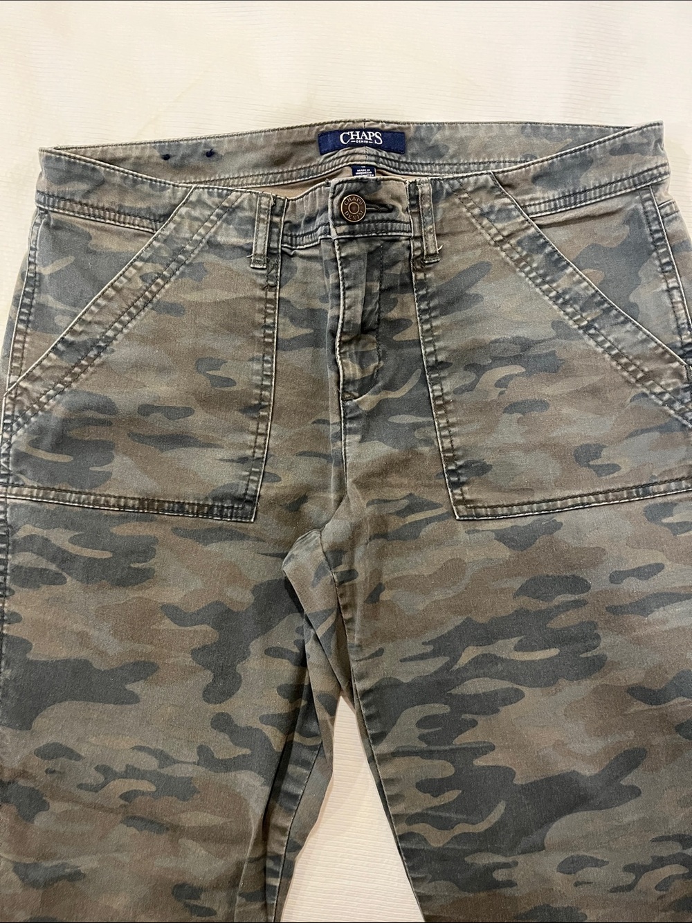 Chaps Women’s Camo Utility Pants - Green / Gray, Size 10, 100% Cotton